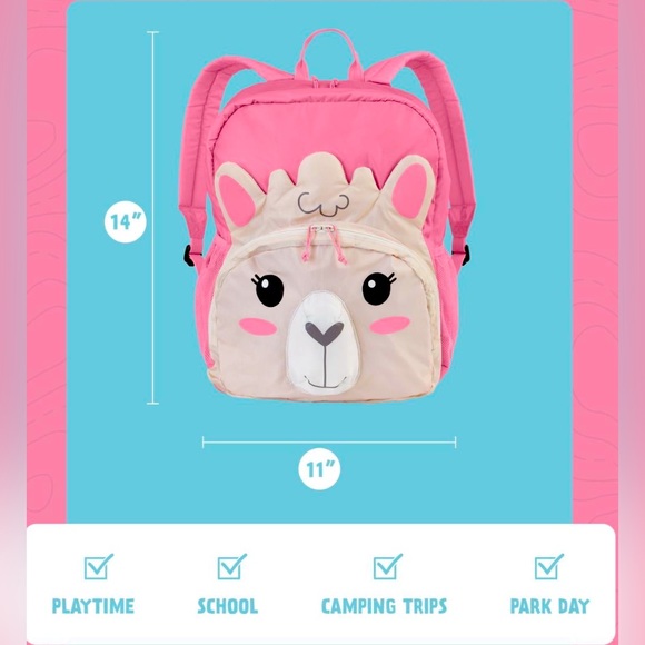 Firefly! Izzie the Llama Kid's Backpack - Pink & Cream, Unisex (15 Liter) - Picture 1 of 10